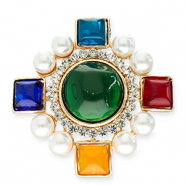 Statement broches ruit Gold-multicolour