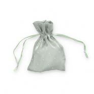 Sieraad zakje satijn met strass Vintage olive green-silver