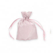 Sieraad zakje satijn met strass Mauve purple-silver