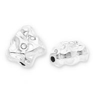 Roestvrij stalen (RVS) Stainless steel kralen irregular met strass Silver-transparent