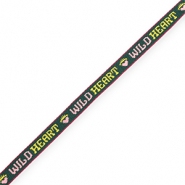 BY31® Lint met tekst "Wild Heart" Dark green-light pink-yellow-purple