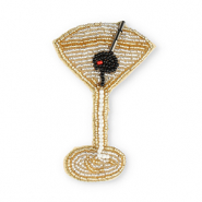 Broches cocktailglas Gold-crystal-black
