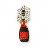 Broches fles champagne Black-red-gold-white