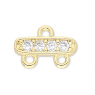 Brass TQ metaal tussenstuk met 2 oogjes Gold-transparent