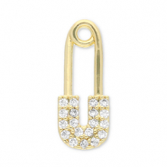 Brass TQ metaal bedels veiligheidsspeld Gold-transparent