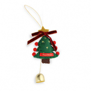 Trendy hangers vilt kerstboom met strik & bel Green-red-gold