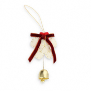 Trendy hangers vilt sneeuwvlok met strik & bel White-red-gold