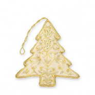 Trendy hangers kerstboom Gold-off white