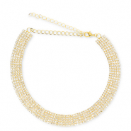 Brass TQ metaal choker met strass Gold-crystal