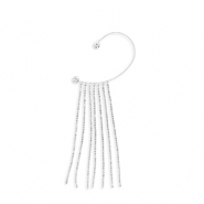 Eco-brass® metaal oorbellen ear cuff met strass Silver-crystal