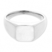 Roestvrij stalen (RVS) Stainless steel ringen met vierkant Silver