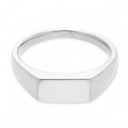 Roestvrij stalen (RVS) Stainless steel ringen met rechthoek Silver