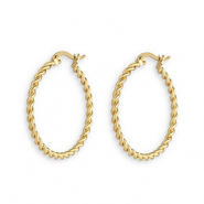 Roestvrij stalen (RVS) Stainless steel oorbellen creolen twisted Gold