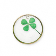 Bedels met gedroogde bloemetjes Gold-green