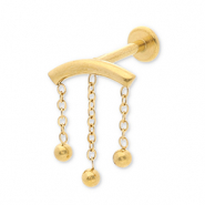 Roestvrij stalen (RVS) Stainless steel oorpiercing boog met bollen Gold