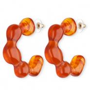 Trendy resin oorbellen / oorstekers Dark orange