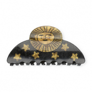 Haaraccessoires haarklem zon met sterren Pearl shine black-pearl shine gold