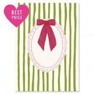 BY31® Sieraden kaartjes decoratief frame met strik Ivory white-green-white-magenta pink