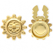 Roestvrij stalen (RVS) Stainless steel button covers zon met gezicht Gold