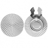 Roestvrij stalen (RVS) Stainless steel button covers rond rotan-look Silver