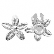 Roestvrij stalen (RVS) Stainless steel button covers bloem Silver
