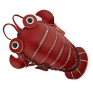 Portemonnee van leer kreeft Red-sand beige-black-white