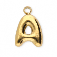 Roestvrij stalen (RVS) Stainless steel bedels letter A Gold