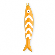 Roestvrij stalen (RVS) Stainless steel bedels vis Gold-orange-white